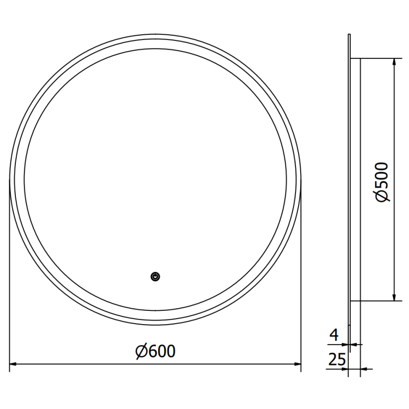 Mexen Gobi megvilágított kör alakú fürdőszobai tükör, 60 cm, LED 6000K, páramentes - 9801-060-060-611-00