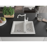 Mexen Carlos chiuvetă de granit cu 1,5 compartimente cu baterie de bucătărie Carla, albă - 6518-20-670700-20