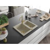 Mexen Carlos chiuvetă de granit cu 1,5 camere și baterie bucătărie Carla, bej - 6518-69-670700-50