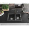Mexen Carlos chiuvetă de granit cu 1,5 compartimente cu baterie de bucătărie Carla, negru pătat - 6518-76-670700-76