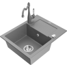 Mexen Enzo chiuvetă din granit cu o cuvă, cu scurgător și baterie de bucătărie Carla, gri - 6506-71-670700-71