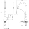 Mexen Leo chiuvetă de granit cu un compartiment, cu picurător și baterie de bucătărie Aster, gri - 6501-71-73450-07