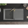 Mexen Leo chiuvetă de granit cu 1 compartiment și scurgător și baterie de bucătărie Aster, gri - 6501-71-73450-57-B