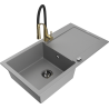 Mexen Leo egymedencés gránit mosogató csepegtetővel és Aster konyhai csappal, szürke - 6501-71-73450-57-B