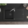 Mexen Leo chiuvetă de bucătărie din granit cu o singură cuvă cu scurgător și baterie de bucătărie Aster, negru/argintiu metalic?
