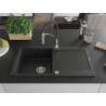 Mexen Leo chiuveta de granit cu 1 compartiment cu scurgător și baterie de bucătărie Aster, negru - 6501-77-73450-07