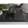 Mexen Leo chiuvetă de bucătărie din granit cu o singură cuvă și scurgător Aster, negru - 6501-77-73450-07-B