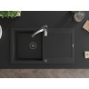 Mexen Leo chiuvetă de bucătărie din granit cu o singură cuvă și scurgător Aster, negru - 6501-77-73450-07-B