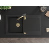 Mexen Leo chiuvetă de granit cu 1 bazin și picurător și baterie de bucătărie Aster, negru - 6501-77-73450-57-G