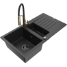 Mexen Matias chiuvetă de bucătărie din granit cu 1,5 compartimente, cu scurgător și robinet de bucătărie Aster,