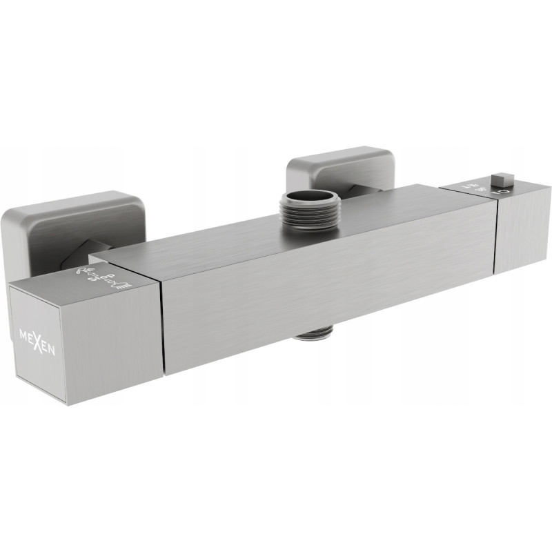 Mexen Cube baterie de duș termostatică, gri armat periat - 77250-66