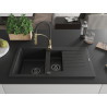 Mexen Matias chiuvetă de bucătărie din granit cu 1,5 compartimente, cu scurgător și baterie Aster, negru