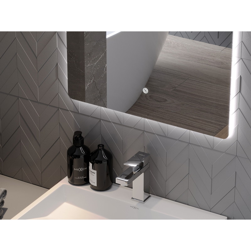 Mexen Sun 80 x 60 cm-es, LED 6000K, páramentesítő fűtött fürdőszobai tükör - 9807-080-060-611-00