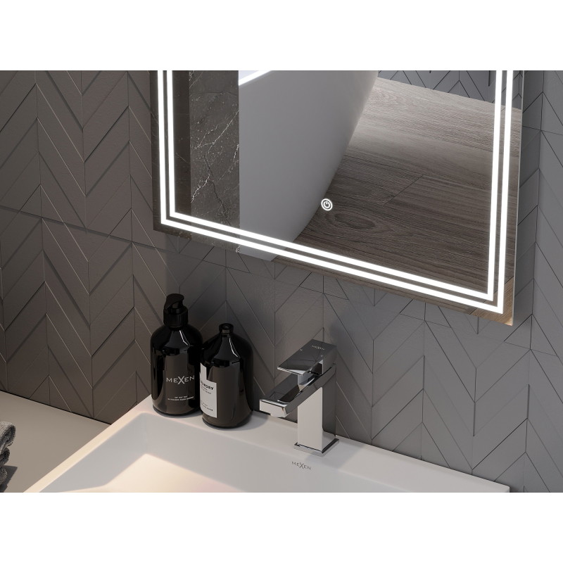 Mexen Taco világító fürdőszobai tükör 100 x 80 cm, LED 6000K, páramentes - 9805-100-080-611-00