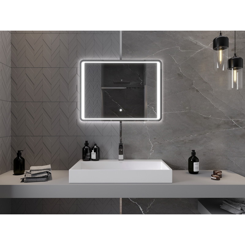 Mexen Zusa 80 x 60 cm-es fürdőszobai megvilágított tükör, LED 6000K, páramentes - 9808-080-060-611-00