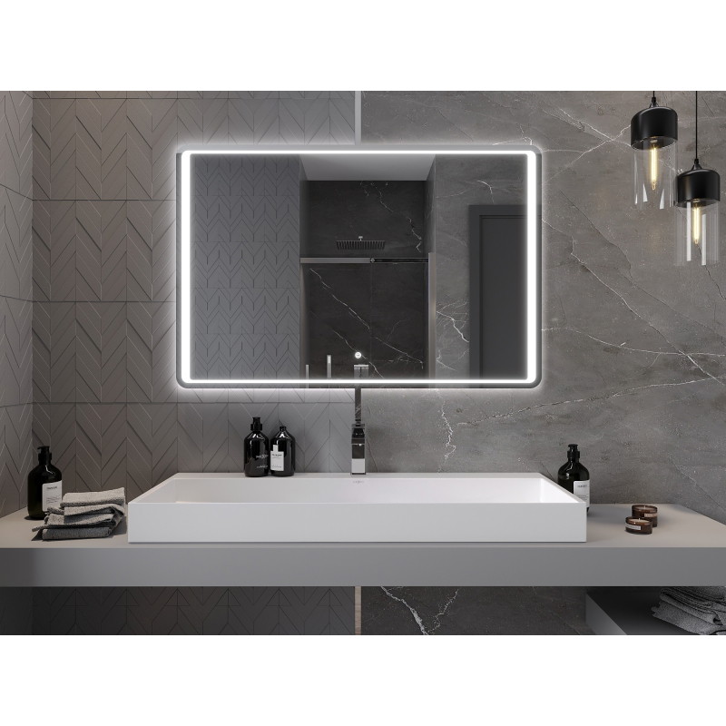 Mexen Zusa 120 x 80 cm-es LED-es fürdőszobai tükör, 6000K, páramentesítő - 9808-120-080-611-00