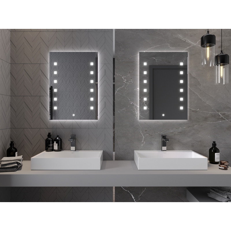 Mexen Ner 50 x 70 cm-es, LED 6000K, páramentes megvilágított fürdőszobai tükör - 9809-050-070-611-00