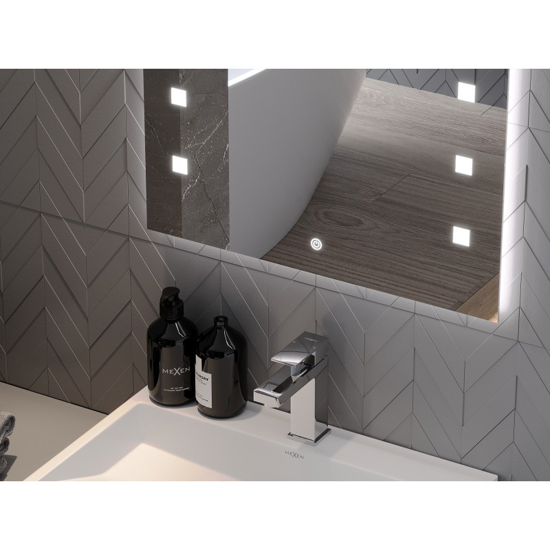 Mexen Ner oglindă de baie iluminată 50 x 70 cm, LED 6000K, anti-aburire - 9809-050-070-611-00