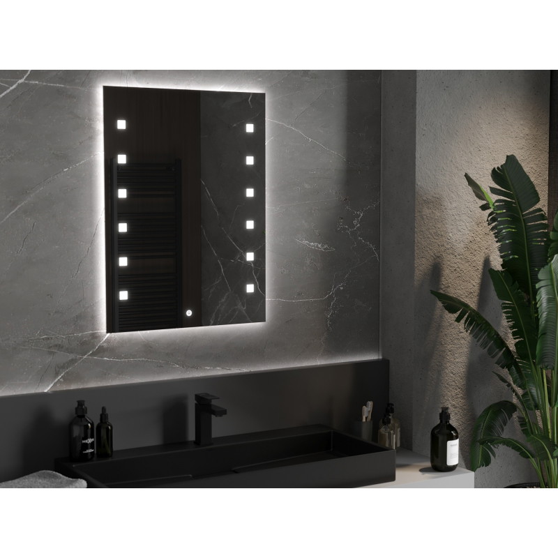 Mexen Ner oglindă pentru baie iluminată 60 x 80 cm, LED 6000K, anti-aburire - 9809-060-080-611-00