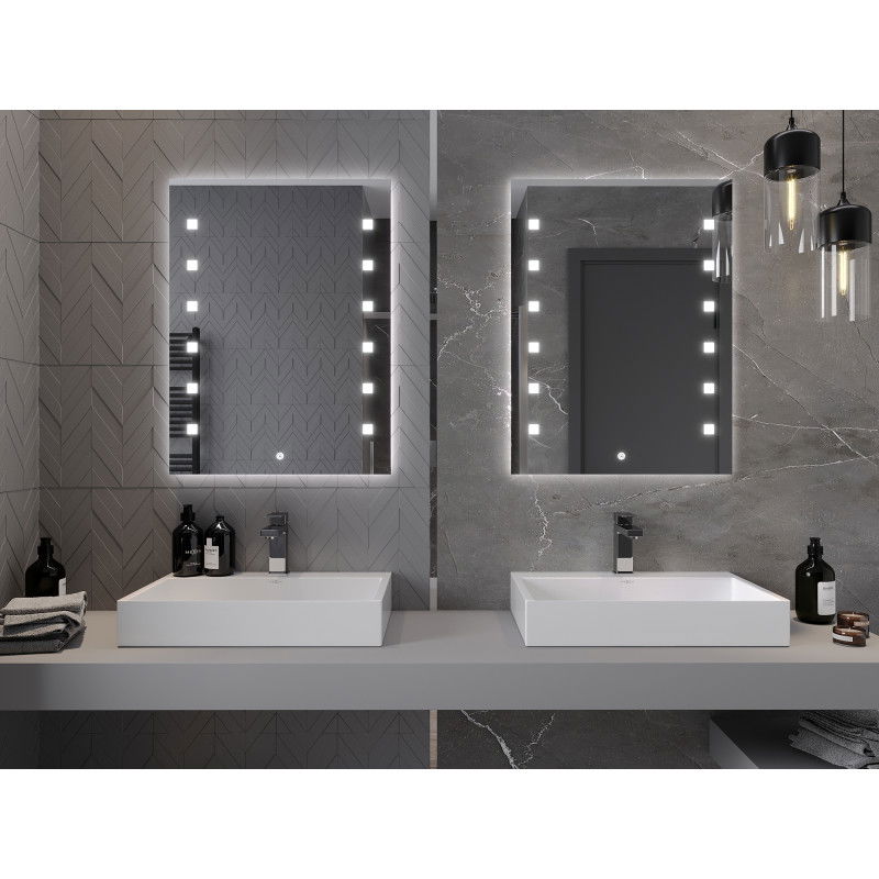 Mexen Ner oglindă de baie iluminată 60 x 80 cm, LED 6000K, anti-abur - 9809-060-080-611-00