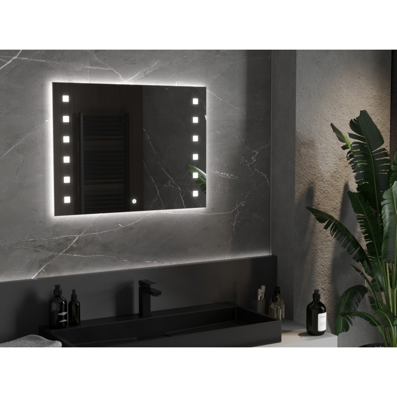 Mexen Ner 80 x 60 cm-es, LED 6000K, páramentes, háttérvilágításos fürdőszobai tükör - 9809-080-060-611-00