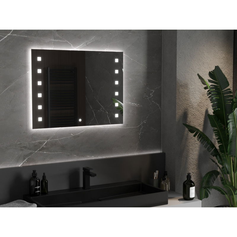Mexen Ner oglindă de baie iluminată 80 x 60 cm, LED 6000K, anti-ceață - 9809-080-060-611-00
