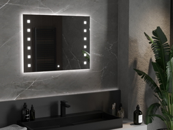 Mexen Ner 80 x 60 cm-es LED-es megvilágított fürdőszobai tükör, 6000K, páramentes - 9809-080-060-611-00