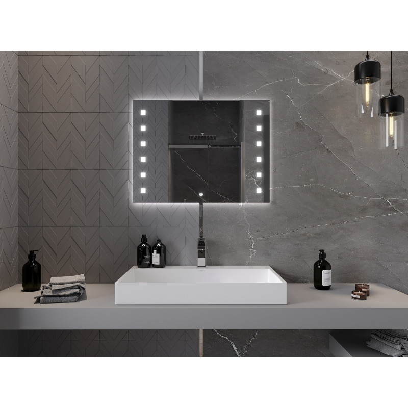 Mexen Ner oglindă de baie iluminată 80 x 60 cm, LED 6000K, anticeață - 9809-080-060-611-00