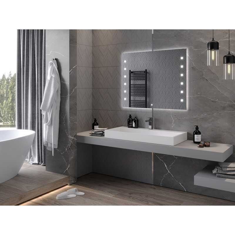 Mexen Ner oglindă de baie iluminată 100 x 80 cm, LED 6000K, anti-aburire - 9809-100-080-611-00