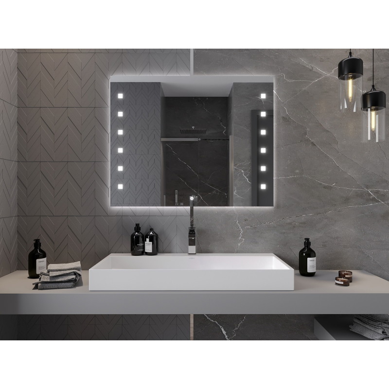 Mexen Ner világított fürdőszobai tükör 100 x 80 cm, LED 6000K, páramentesítő - 9809-100-080-611-00