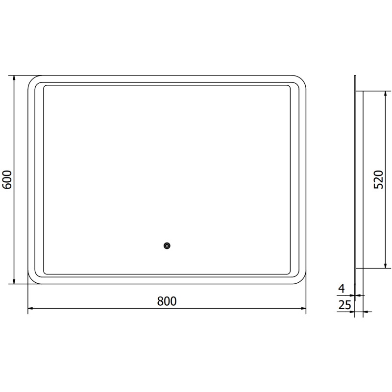 Mexen Zusa világított fürdőszobai tükör, 80 x 60 cm, LED 6000K, páramentes - 9808-080-060-611-00