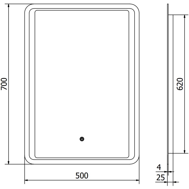 Mexen Zusa LED-es, tükrös fürdőszobai tükör 50 x 70 cm, 6000K, páramentesítő - 9808-050-070-611-00