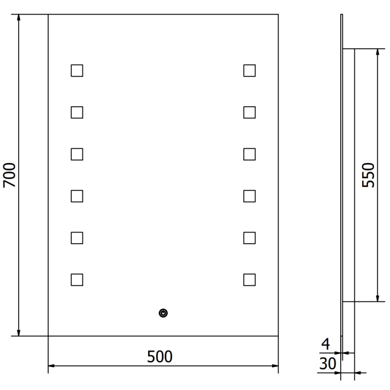 Mexen Ner megvilágított fürdőszobai tükör 50 x 70 cm, LED 6000K, páramentes - 9809-050-070-611-00