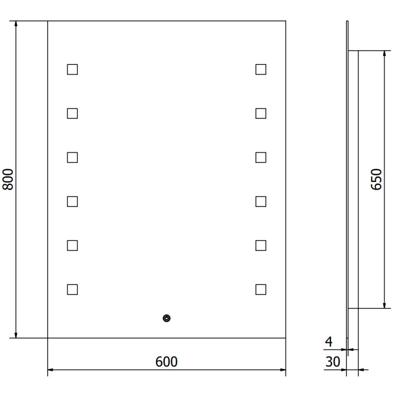 Mexen Ner oglindă de baie iluminată 60 x 80 cm, LED 6000K, anti-abur - 9809-060-080-611-00