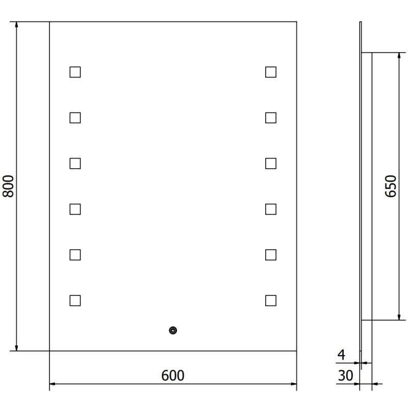 Mexen Ner oglindă de baie iluminată 60 x 80 cm, LED 6000K, anti-ceață - 9809-060-080-611-00