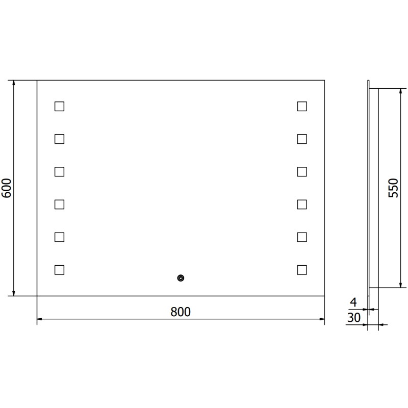 Mexen Ner 80 x 60 cm-es LED-es megvilágított fürdőszobai tükör, 6000K, páramentes - 9809-080-060-611-00