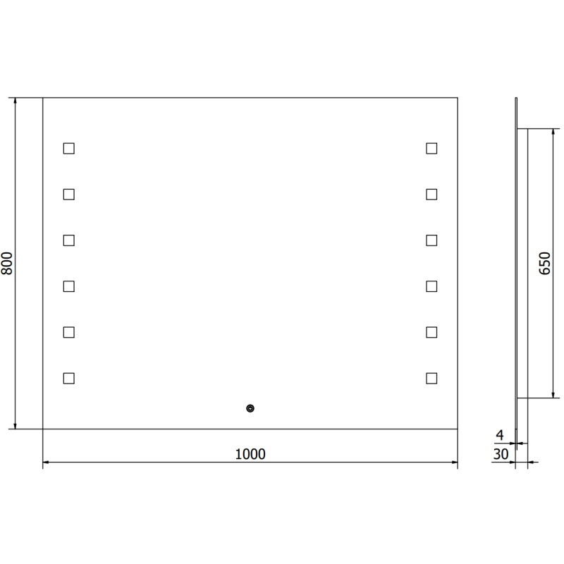 Mexen Ner világított fürdőszobai tükör 100 x 80 cm, LED 6000K, páramentesítő - 9809-100-080-611-00