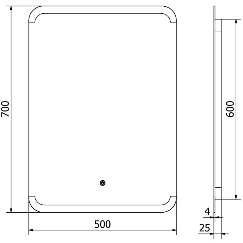 Mexen Nida 50 x 70 cm-es LED-es fürdőszobai tükör, 6000K, páramentesítő - 9806-050-070-611-00