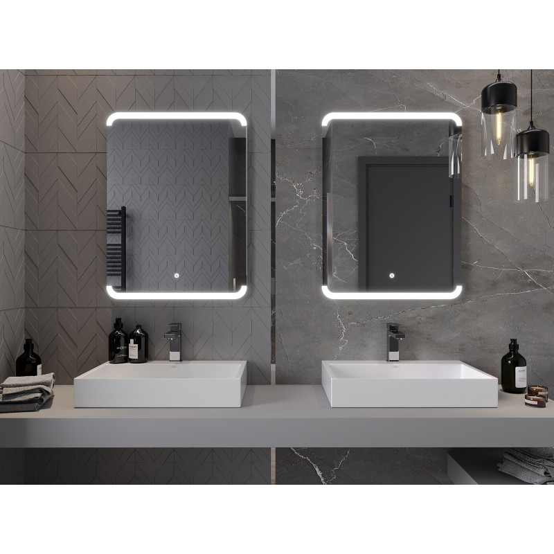 Mexen Nida 60 x 80 cm-es LED-es fürdőszobai megvilágított tükör, 6000K, páramentes - 9806-060-080-611-00