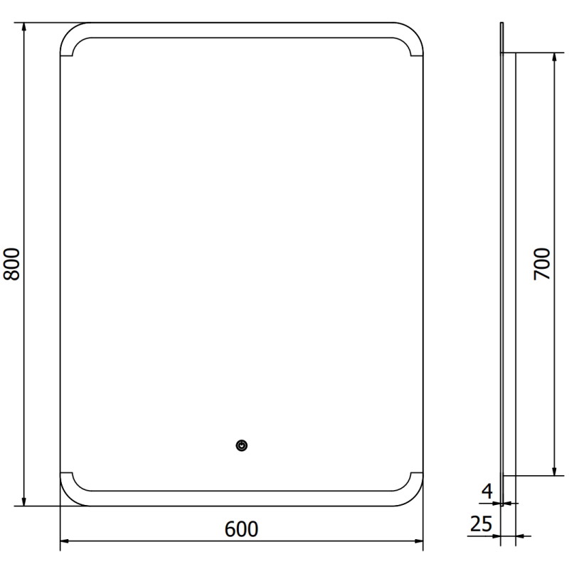 Mexen Nida 60 x 80 cm-es LED-es fürdőszobai megvilágított tükör, 6000K, páramentes - 9806-060-080-611-00
