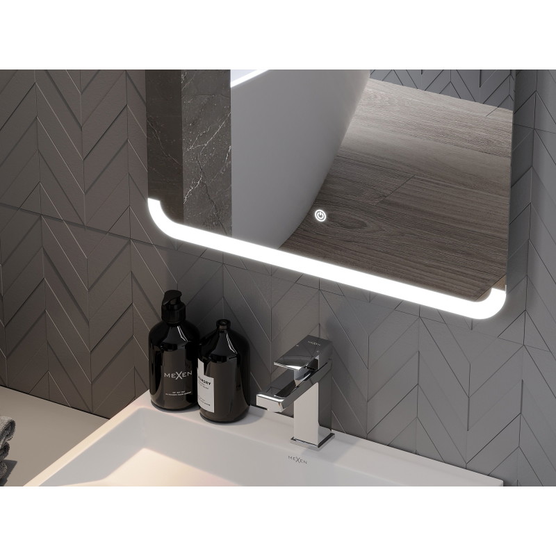 Mexen Nida 60 x 80 cm-es LED-es fürdőszobai megvilágított tükör, 6000K, páramentes - 9806-060-080-611-00