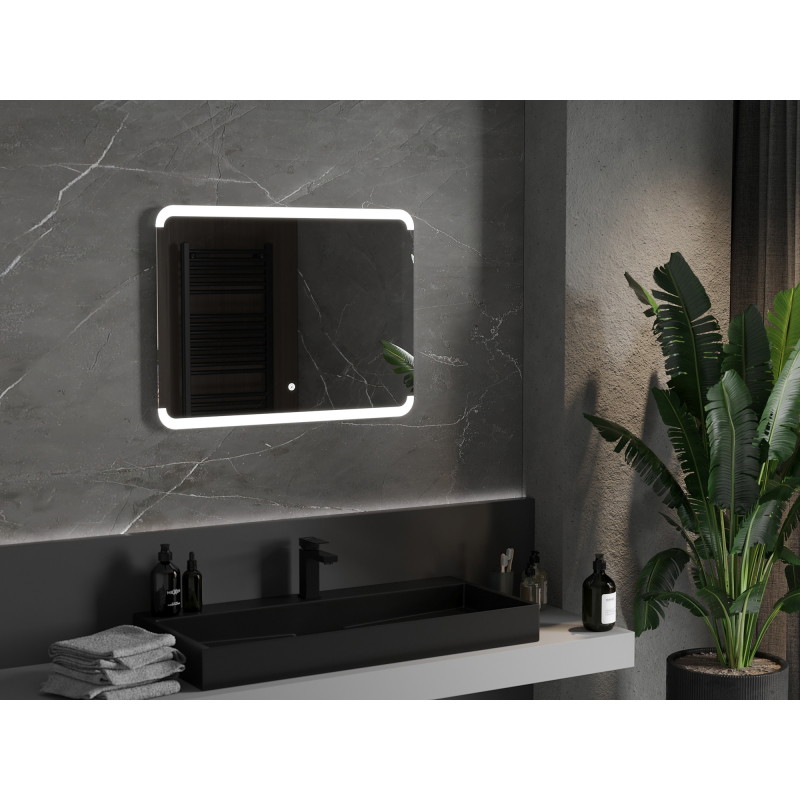 Mexen Nida 80 x 60 cm-es LED-es megvilágított fürdőszobai tükör, 6000K, páramentes - 9806-080-060-611-00