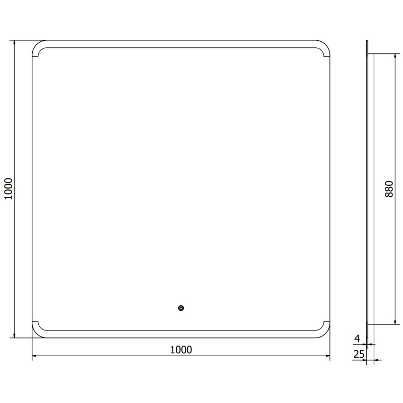 Mexen Nida oglindă de baie iluminată 100 x 100 cm, LED 6000K, anti-ceață - 9806-100-100-611-00