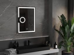 Mexen Onyx világított fürdőszobai tükör kozmetikai tükörrel 60 x 80 cm, LED 6000K, páramentesítő