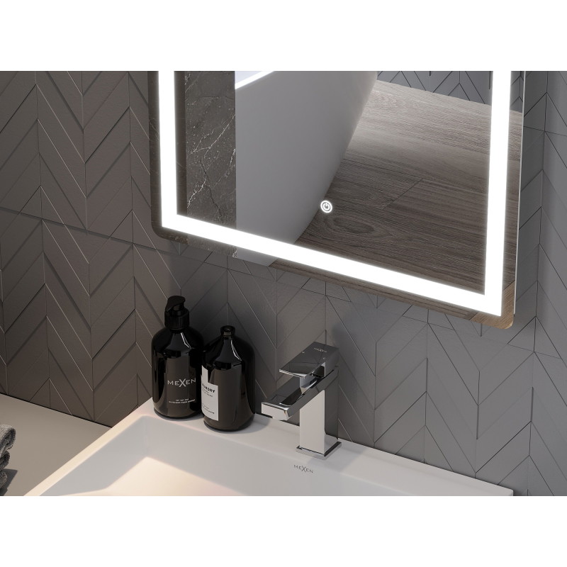 Mexen Onyx világított fürdőszobai tükör kozmetikai tükörrel, 60 x 80 cm, LED 6000K, páramentes - 9813-060-080-611-00