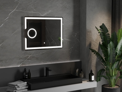 Mexen Onyx megvilágított fürdőszobai tükör kozmetikai tükörrel 80 x 60 cm, LED 6000K, anti-pára - 9813-080-060-611-00