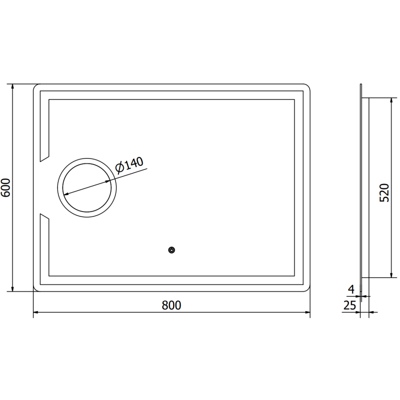 Mexen Onyx oglindă de baie iluminată cu oglindă cosmetică 80 x 60 cm, LED 6000K, antiaburire - 9813-080-060-611-00
