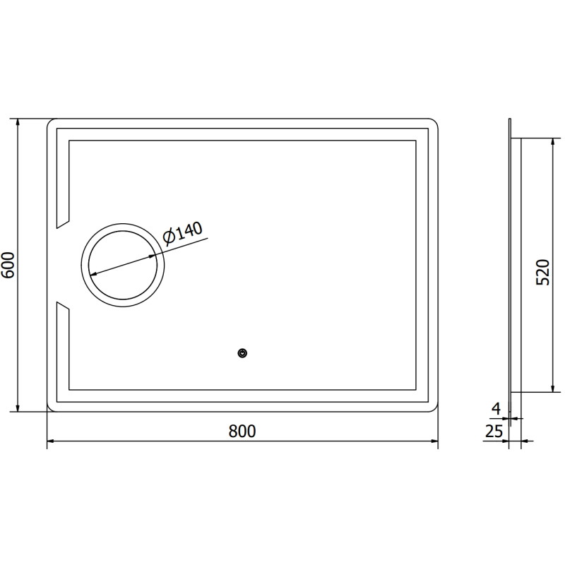 Mexen Onyx világított fürdőszobai tükör kozmetikai tükörrel 80 x 60 cm, LED 6000K, páramentesítő