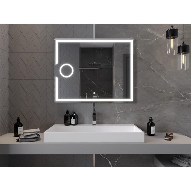 Mexen Onyx oglindă de baie iluminată cu oglindă cosmetică 100 x 80 cm, LED 6000K, anti-aburire - 9813-100-080-611-00