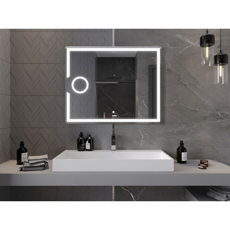 Mexen Onyx oglindă de baie iluminată cu oglindă cosmetică 100 x 80 cm, LED 6000K, antiaburire - 9813-100-080-611-00